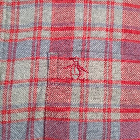 Penguin by Munsingwear Flannel Button Down Red/Gray Shirt Size Large - Picture 4 of 6